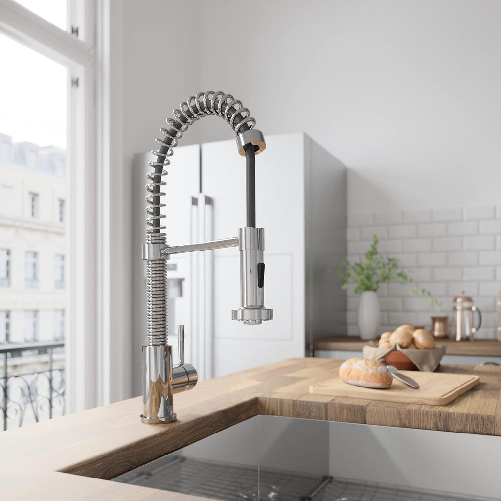 VIGO Edison 19'' H Single Handle Pull-Down Sprayer Kitchen Faucet in Chrome-VG02001CH