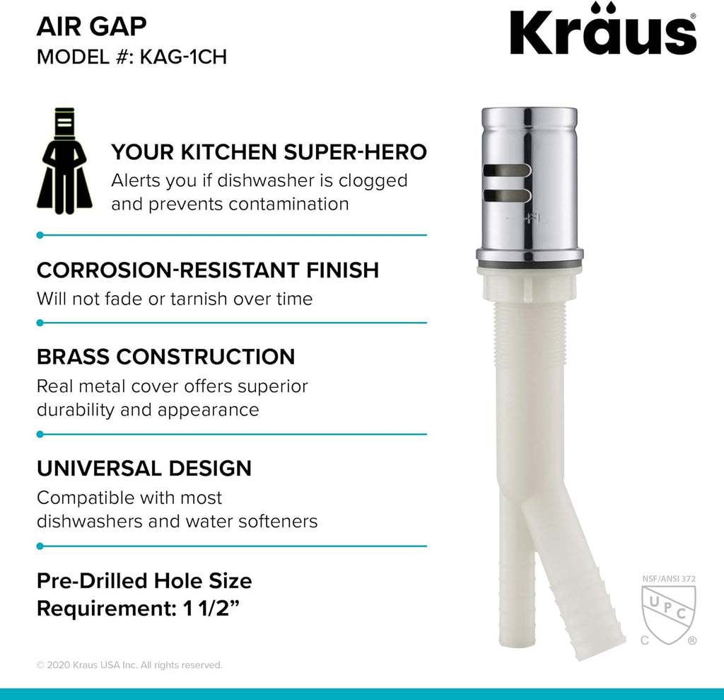 KRAUS Bolden™ Single Handle 18-Inch Commercial Kitchen Faucet with Air Gap in Chrome Finish