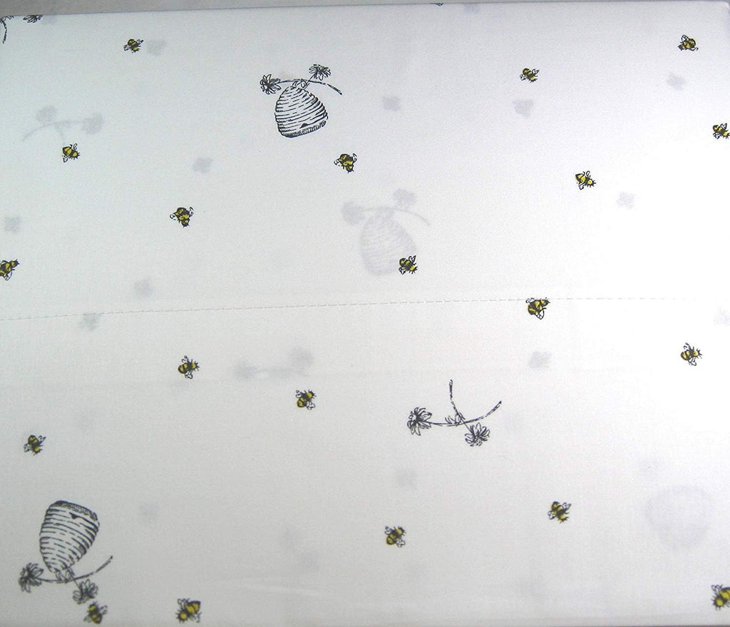 Lauren Ralph Lauren 4 Piece King Size Sheet Set Bumblebees,Flowers and Hives 100% Cotton