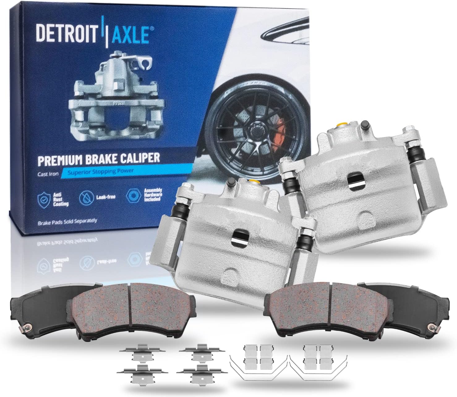 Detroit Axle - Front Disc Calipers + Ceramic Brake Pads Replacement for 2006-2012 Ford Fusion Mazda 6 Lincoln MKZ Mercury Milan - 4pc Set