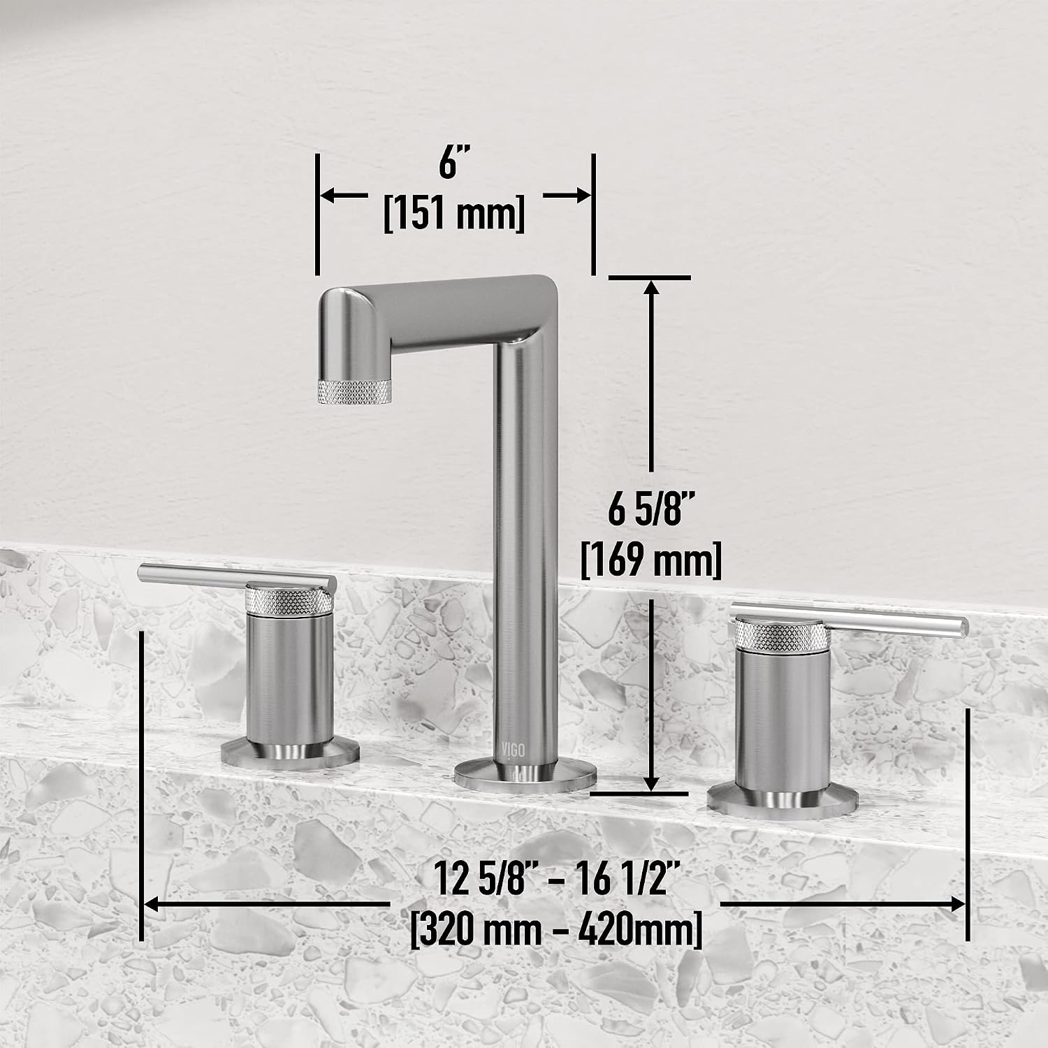 VIGO Sterling Two-Handle Three-Hole Mount Widespread Bathroom Sink Faucet, 7-Inch, Brushed Nickel, Modern Design, Solid Brass, 1.2 GPM WaterSense & Ceramic Disc Valve, Corrosion-Resistant