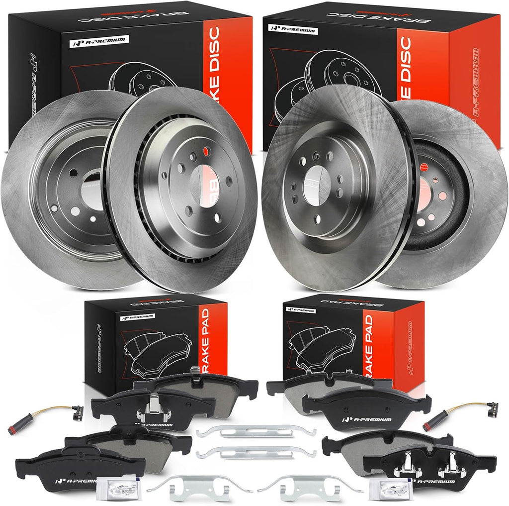 A-Premium Front & Rear Vented Disc Brake Rotors + Ceramic Pads Kit Compatible with Select Mercedes-Benz Models - GL320 2007-2009, GL350 2010-2012, GL450, GL550, ML320, ML350, ML450, ML500, ML550, R350