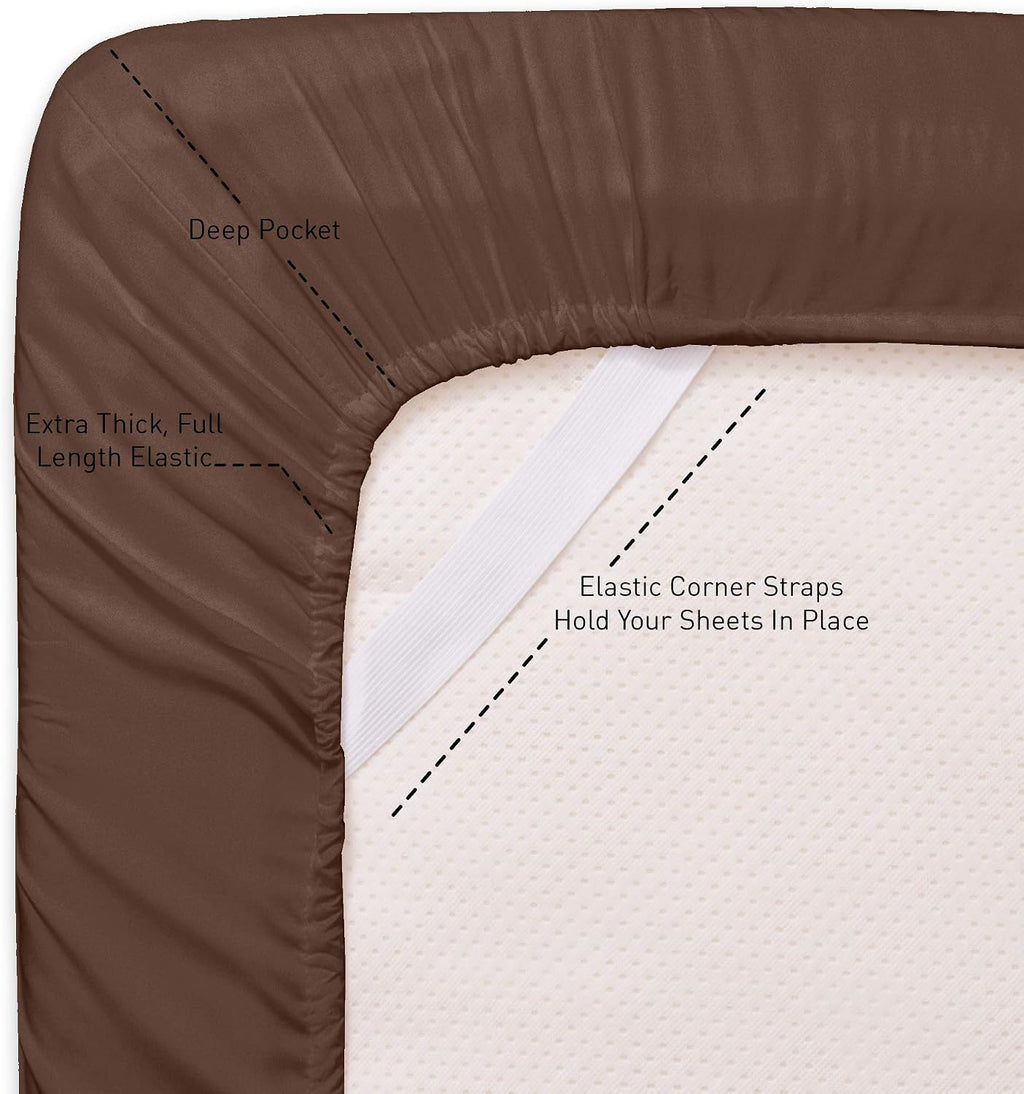 Sweet Home Collection Cal King Size Bed Sheets - 6 Piece 1500 Thread Count Fine Brushed Microfiber Deep Pocket Set - Extra Pillow Cases, Great Value, California King Size, Brown (Pack of 6)