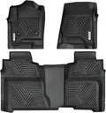 YITAMOTOR Floor Mats Compatible with 2014-2018 Chevy Silverado/GMC Sierra 1500 Crew Cab, 2015-2019 Silverado/Sierra 2500 HD/3500 HD Crew Cab, All-Weather 1st & 2nd Row, Black