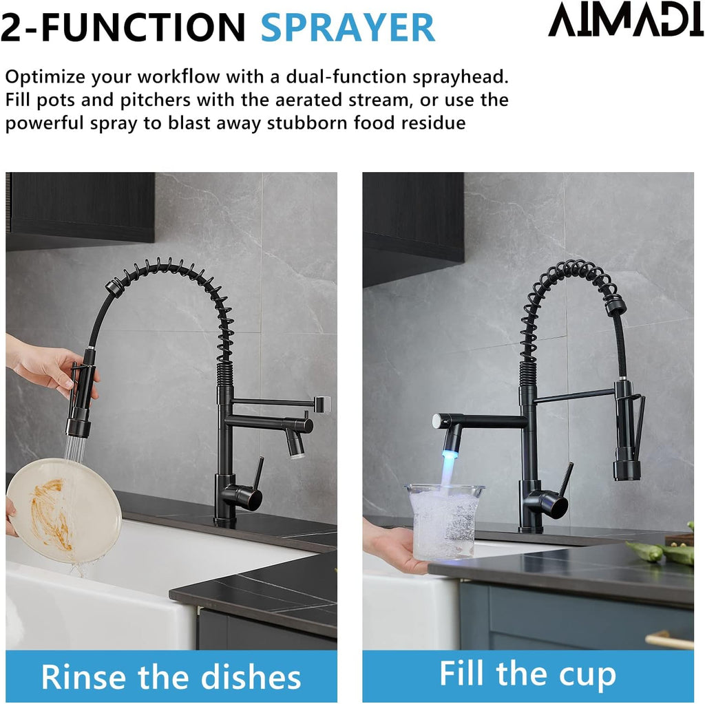 AIMADI Oil Rubbed Bronze Kitchen Faucet with Pull Down Sprayer,Commercial Single Handle Single Hole Stainless Steel Kitchen Sink Faucet for Farmhouse Camper Laundry Rv Bar