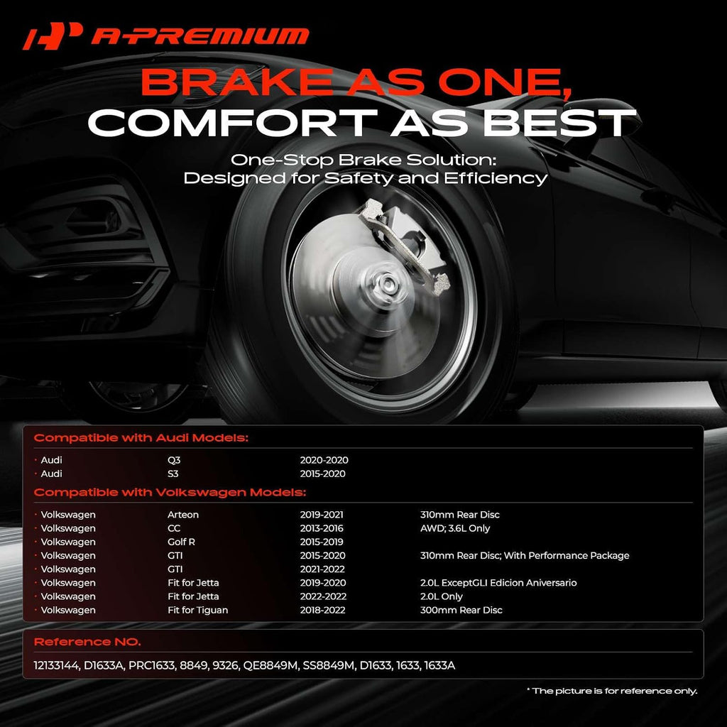 A-Premium 13.39 in (340 mm) Front Vented Disc Brake Rotors + Ceramic Pads Kit Compatible with Select Volkswagen & Audi Models - Jetta 2019-2020/2022, Golf R, Tiguan, CC, GTI, Arteon, 6-PC Set
