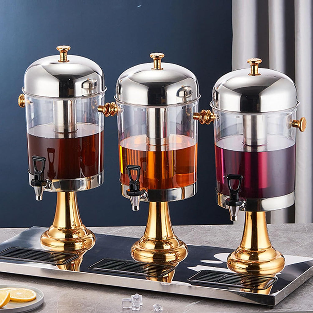 Cold and Hot Beverage Dispenser with Ice Container, Commercial 6.6 Gallon Stainless Steel Drink Dispensers Machine with Faucet for Hot Tea & Coffee, Cold Milk, Water, Juice,Silver