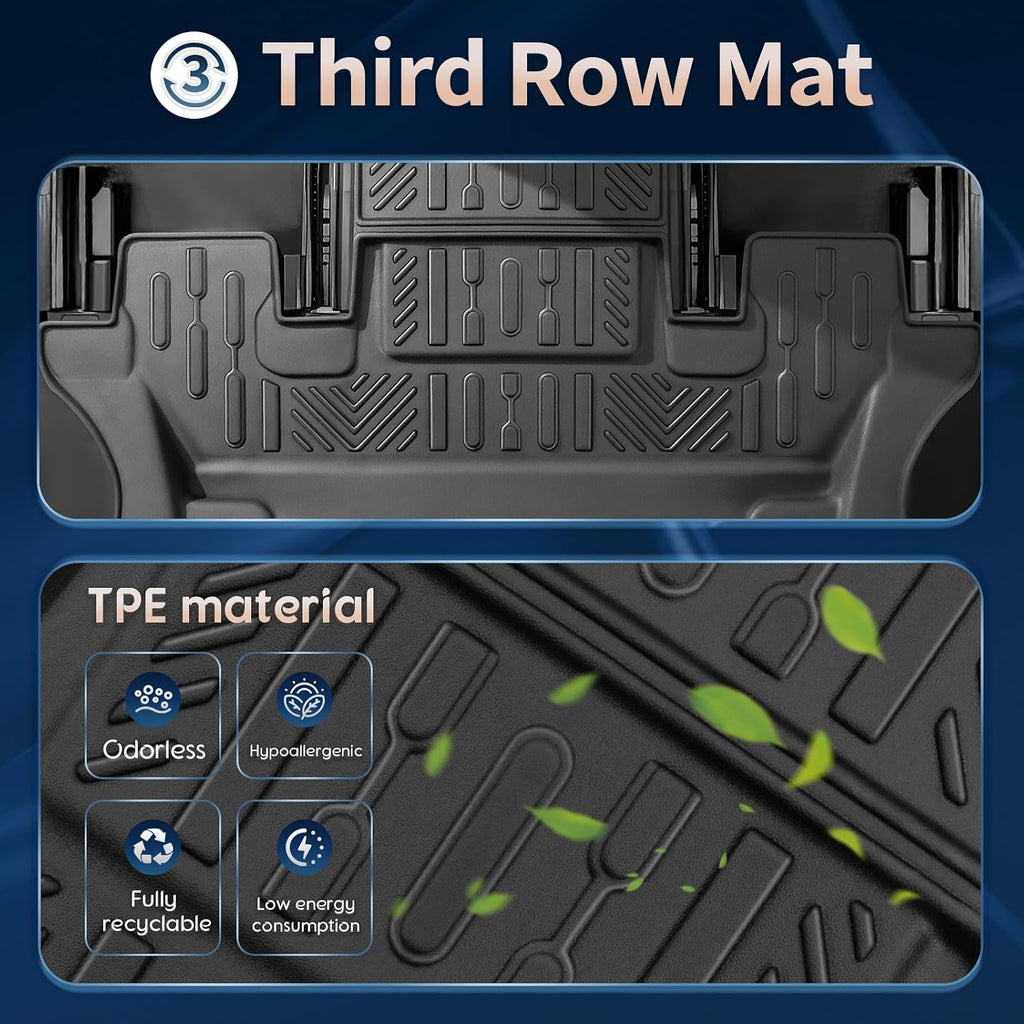 Floor Mats for 2020-2025 2026 Ford Explorer 6-Seat Captain Chairs All Weather TPE Cargo Mat with Backrest Mat for Ford Explorer Accessories 2025-2020 2026 Active/ST Line/ST/Platinum Black