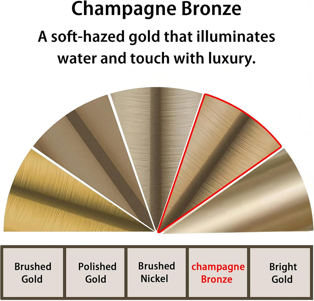 Kitchen Faucet with Pull Down Sprayer - Brushed Gold 3 Hole Kitchen Sink Faucet - 8 Inch 2 Handle Champagne Bronze 3 Piece Faucets Stainless Steel Faucet, 360° Swivel, Pull Out 3 Spray Modes