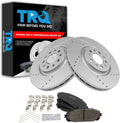 TRQ Performance Front Brake Pad and Rotor Set Ceramic G Coated Drilled Slotted Rotors Compatible with 2016-2021 Jeep Cherokee