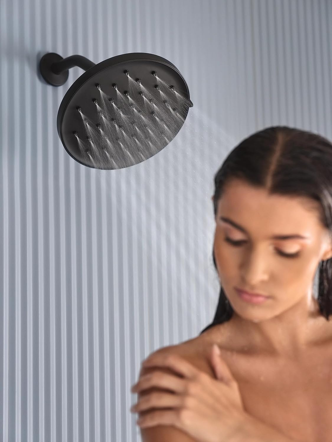Moen Verso Matte Black Adjustable 9' Diameter Eco-Performance 1.75gpm Spray Head Rainshower, 220R3EPBL
