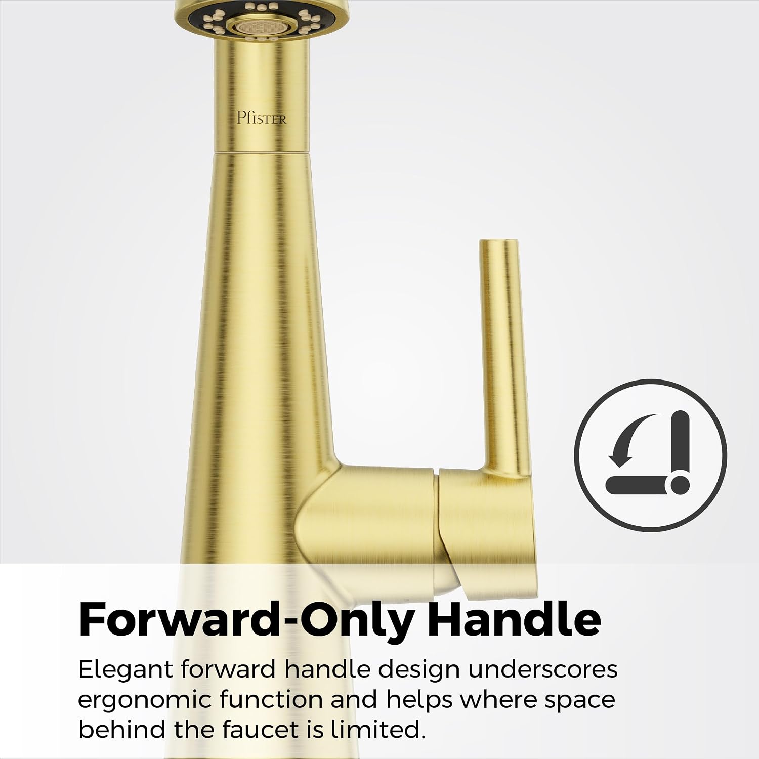 Pfister Barulli Kitchen Faucet with Pull Down Sprayer and Soap Dispenser, Single Handle, High Arc, Brushed Gold Finish, F5297BARBG