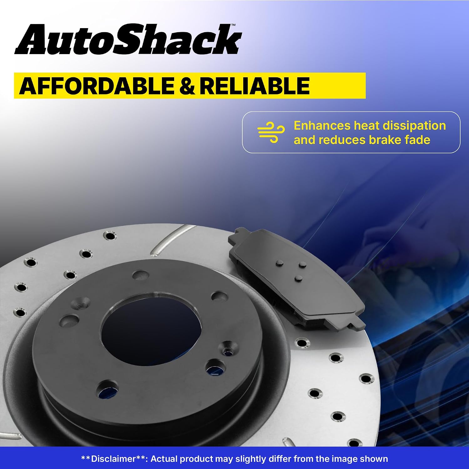 AutoShack Front & Rear Brake Rotors & Premium Pads for Chevrolet & GMC, Silverado 1500 2007-2013 Sierra 1500 2007-2013, 4WD RWD AWD V8 4.8L 5.3L 6.0L 6.2L - E-Coated Drilled & Slotted - ShadowGuard