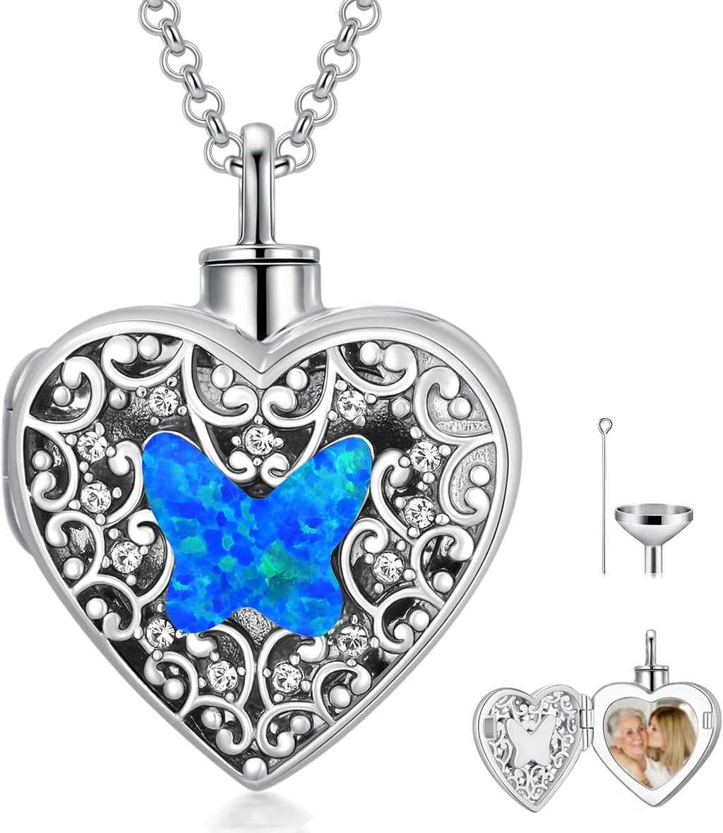 Dorunmo Personalized Heart Urn Locket Necklace for Ashes and Pictures 925 Sterling Silver Customized Locket Memorial Keepsake Cremation Jewelry for Ashes for Women Men Keep Someone Near to You