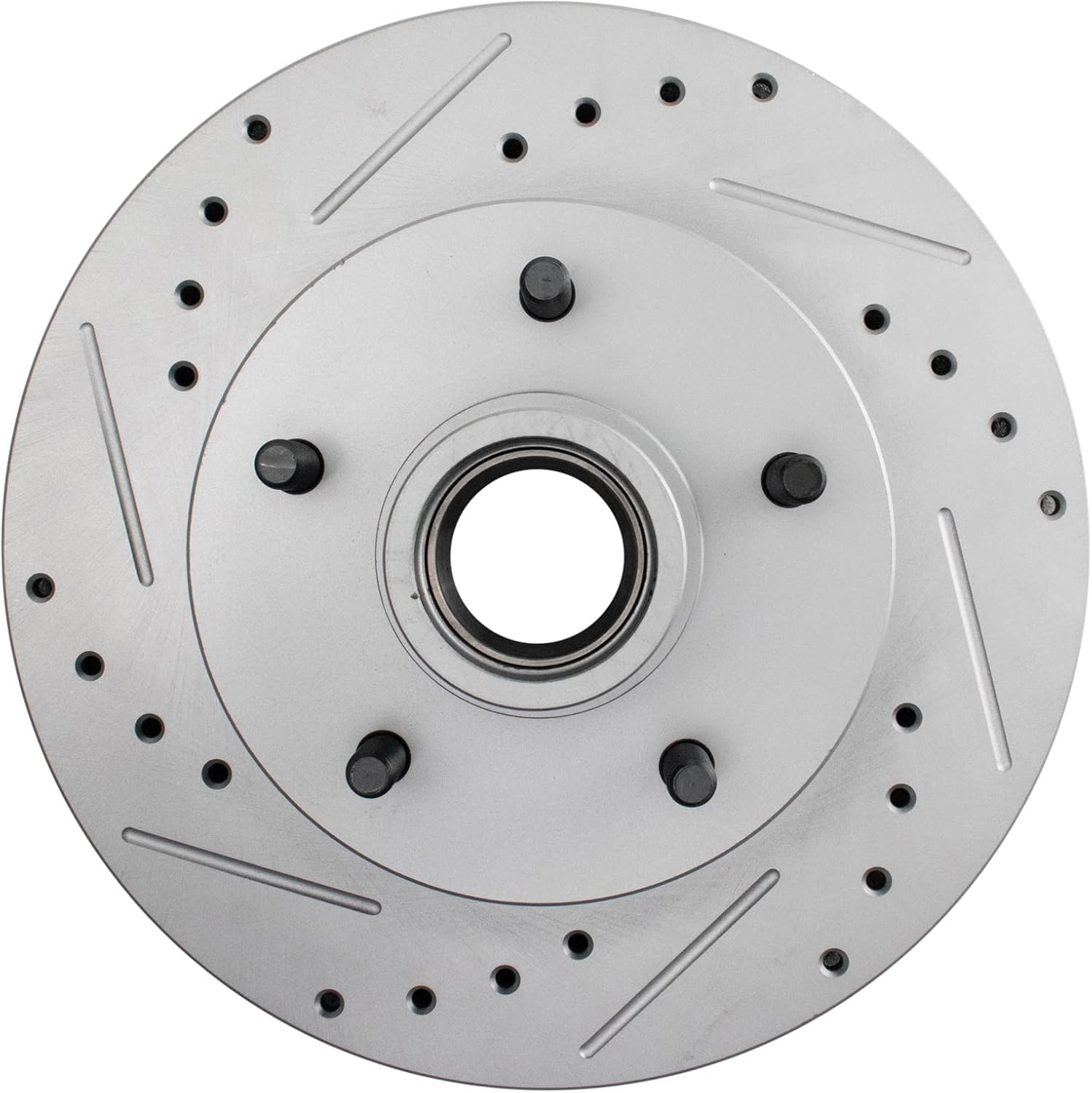 TRQ Performance Front Brake Pad and Rotor Set Ceramic Drilled Coated Rotors Compatible with 91-96 Buick Roadmaster Chevrolet Caprice 94-96 Impala 91-92 Oldsmobile Custom Cruiser Cadillac Brougham