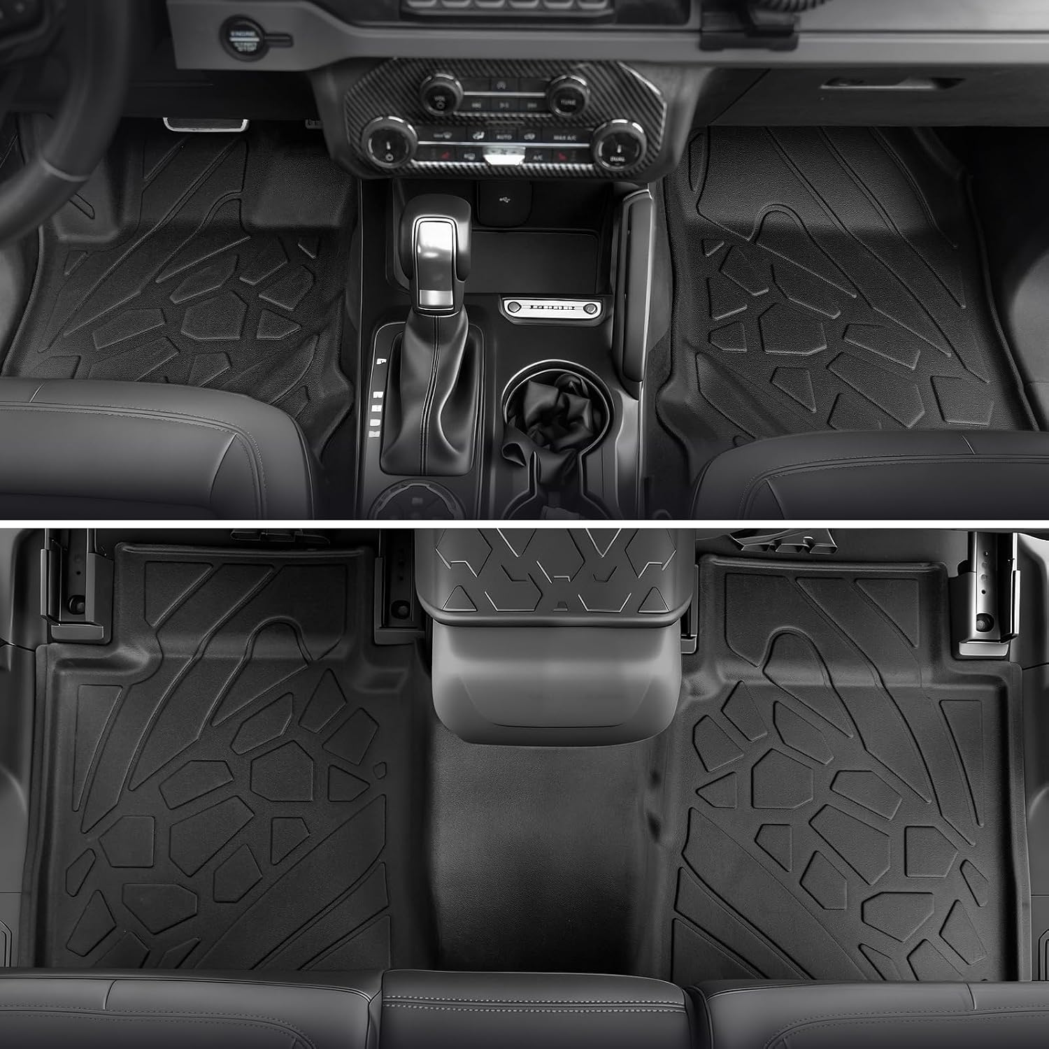 Floor Mats for Ford Bronco 2021-2026, All Weather Floor Mats Trunk Cargo Liner with Backrest Protectors and Door Sill Guards Accessories, Full Coverage Set (Fit 4 Door Models)