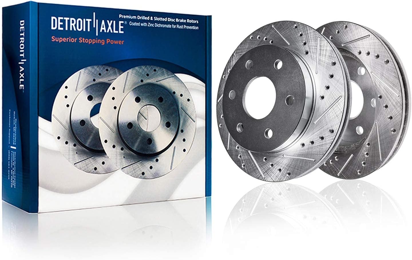 Detroit Axle - Brake Kit for Toyota Tundra Sequoia Lexus LX600 Drilled and Slotted Disc Brake Rotors Ceramic Brakes Pads Replacement : 13.94' inch Front and 13.19' inch Rear Rotors