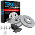 TRQ Performance Front Brake Pad and Rotor Set Ceramic G Coated Drilled Slotted Vented Rotors Compatible with 2011-2015 Hyundai Sonata 2011-2016 Kia Optima