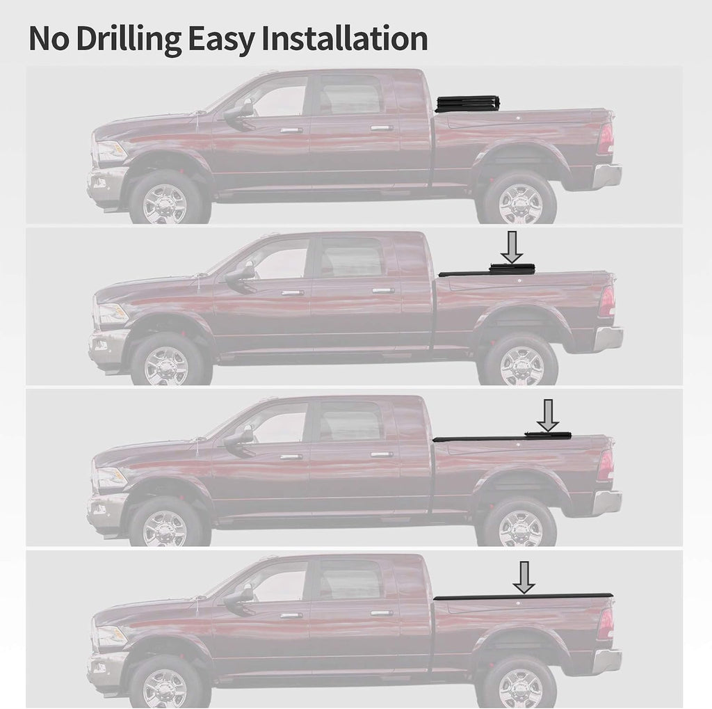 OEDRO Soft Quad Fold Truck Bed Tonneau Cover Compatible with 2019-2026 Chevy Silverado 1500 / GMC Sierra 1500, Fleetside 6.6 Ft Bed Without Multi-Flex Tailgate(Not for Legacy/Limited/2500 3500hd)