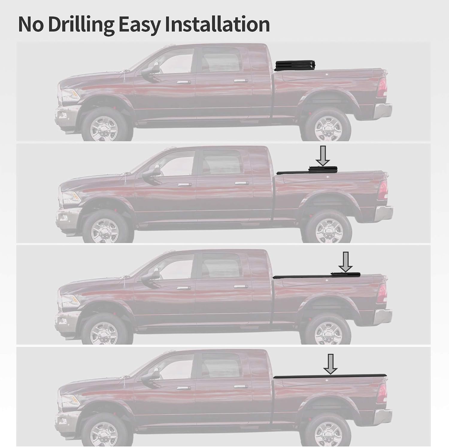 OEDRO Soft Quad Fold Truck Bed Tonneau Cover Compatible with 2019-2026 Chevy Silverado 1500 / GMC Sierra 1500, Fleetside 6.6 Ft Bed Without Multi-Flex Tailgate(Not for Legacy/Limited/2500 3500hd)
