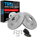 TRQ Performance Front Brake Pad and Rotor Set Ceramic Vented Coated Drilled Slotted Rotors Compatible with 2014-2018 Mazda 3 2016-2018 CX-3