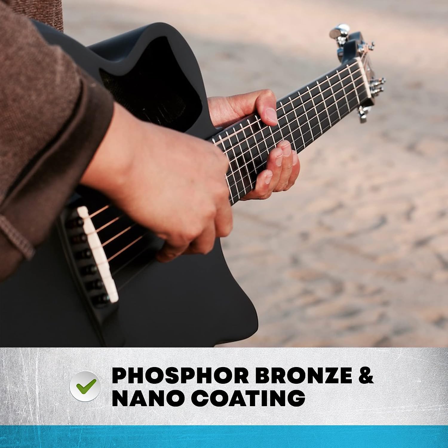 Journey Instruments Solid Sitka Travel Guitar – PJ410N Traveling Acoustic Guitar with Collapsible Patented System + JPBM-13 Phosphor Bronze Nano Coated, High Tensile Yield Wire