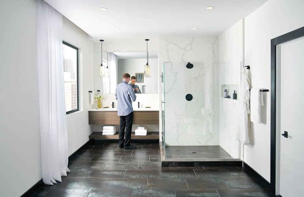 Moen Align Matte Black Posi-Temp Pressure Balancing Modern Shower Trim Kit without Showerhead, Valve Required, T2192NHBL (Pack of 3)