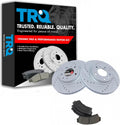 TRQ Performance Front Brake Pad and Rotor Set Ceramic Drilled Slotted Coated Vented Rotors Compatible with 2006-2012 Ford Fusion 2006 Lincoln Zephyr 2007-2012 MKZ 2006-2011 Mercury Milan