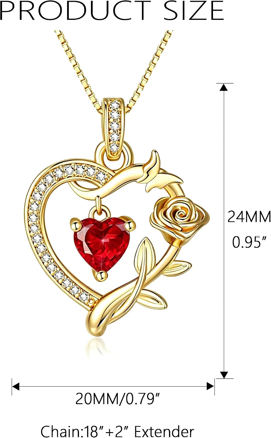 HeartMelody Heart Necklaces for Women Gold,14k 18K White Gold Plated Dainty Rose Butterfly Necklace with Garnet Birthstone Pendant Necklace Everyday Jewelry Birthday Christmas Gifts for Women Mom Her