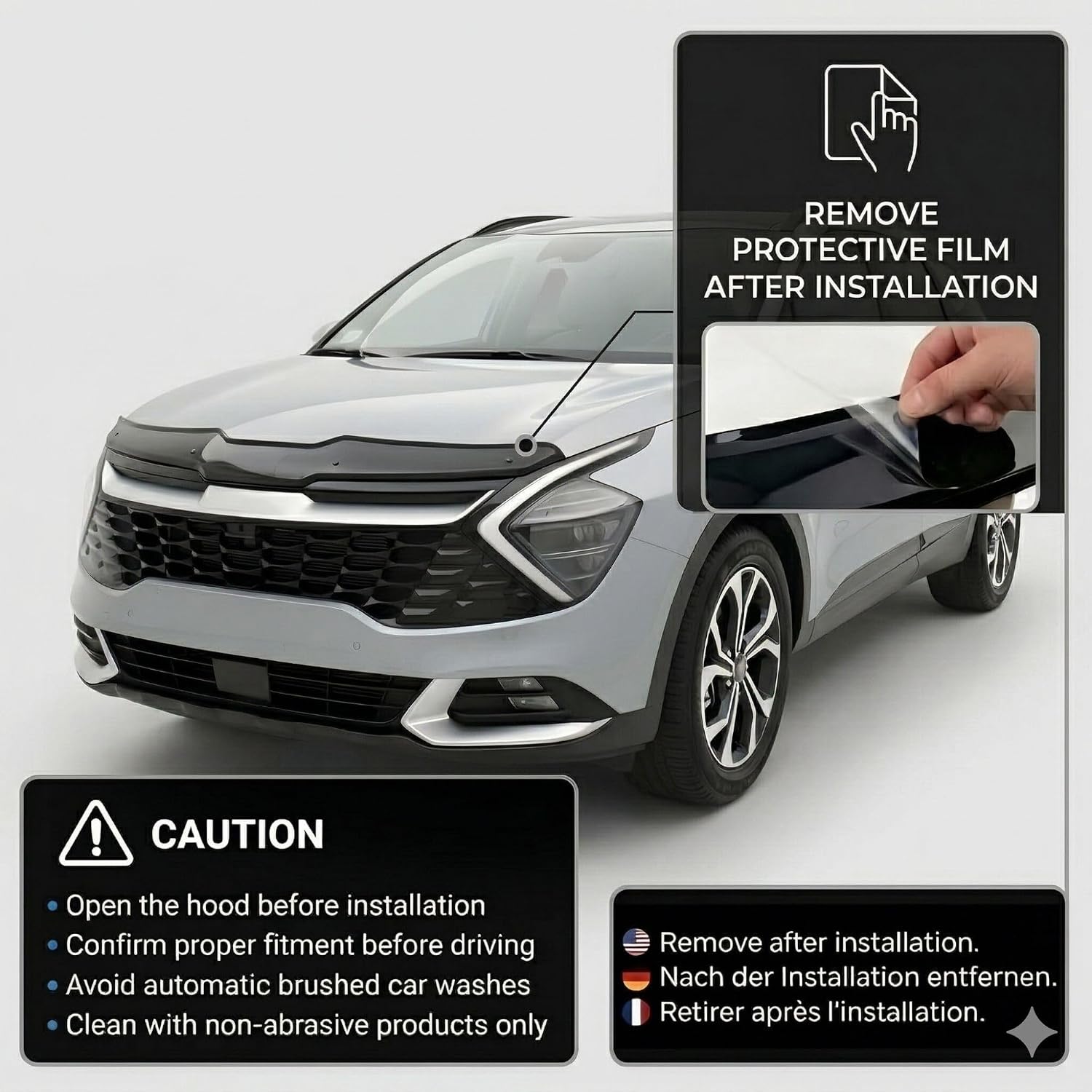 Hood Deflector Guard fits Honda CR-V 2012-2017, Bugflector Bug & Bonnet Shields, Black ABS Hood Protector, Protects from Particles & Bug, All Weather Durable Car Exterior Accessories