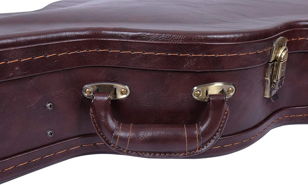 Crossrock Wooden Classical Guitar Case for 4/4 Full Size | Arched Top Design, Plush Interior, Metal Latches, Storage Compartment – Durable Hard Shell-Vintage Brown (CRW600CBR)