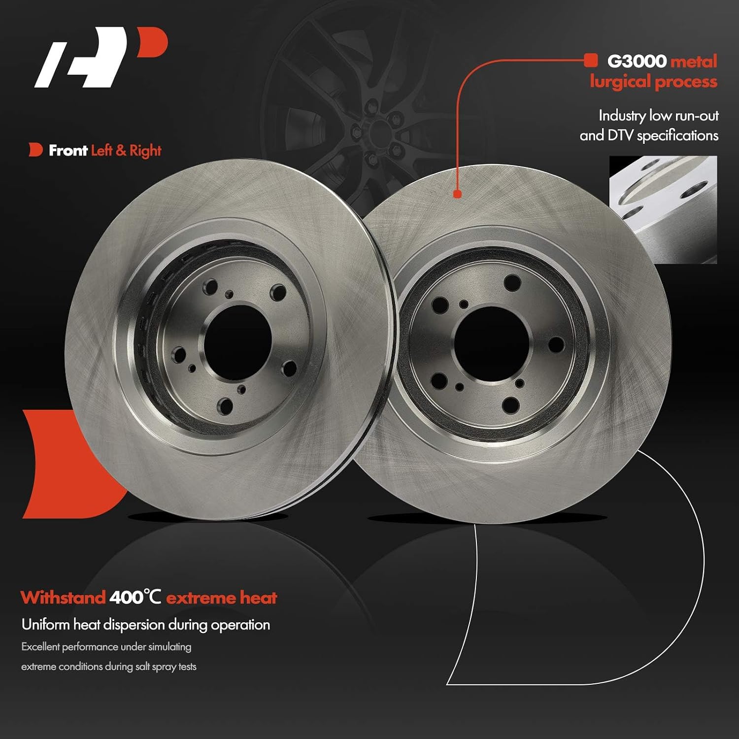 A-Premium 12.59 inch (320mm) Front Vented Disc Brake Rotors + Ceramic Pads Kit Compatible with Select Honda and Acura Models - Pilot 2016-2022, MDX 2017-2020, Ridgeline 2017-2023, 6-PC Set