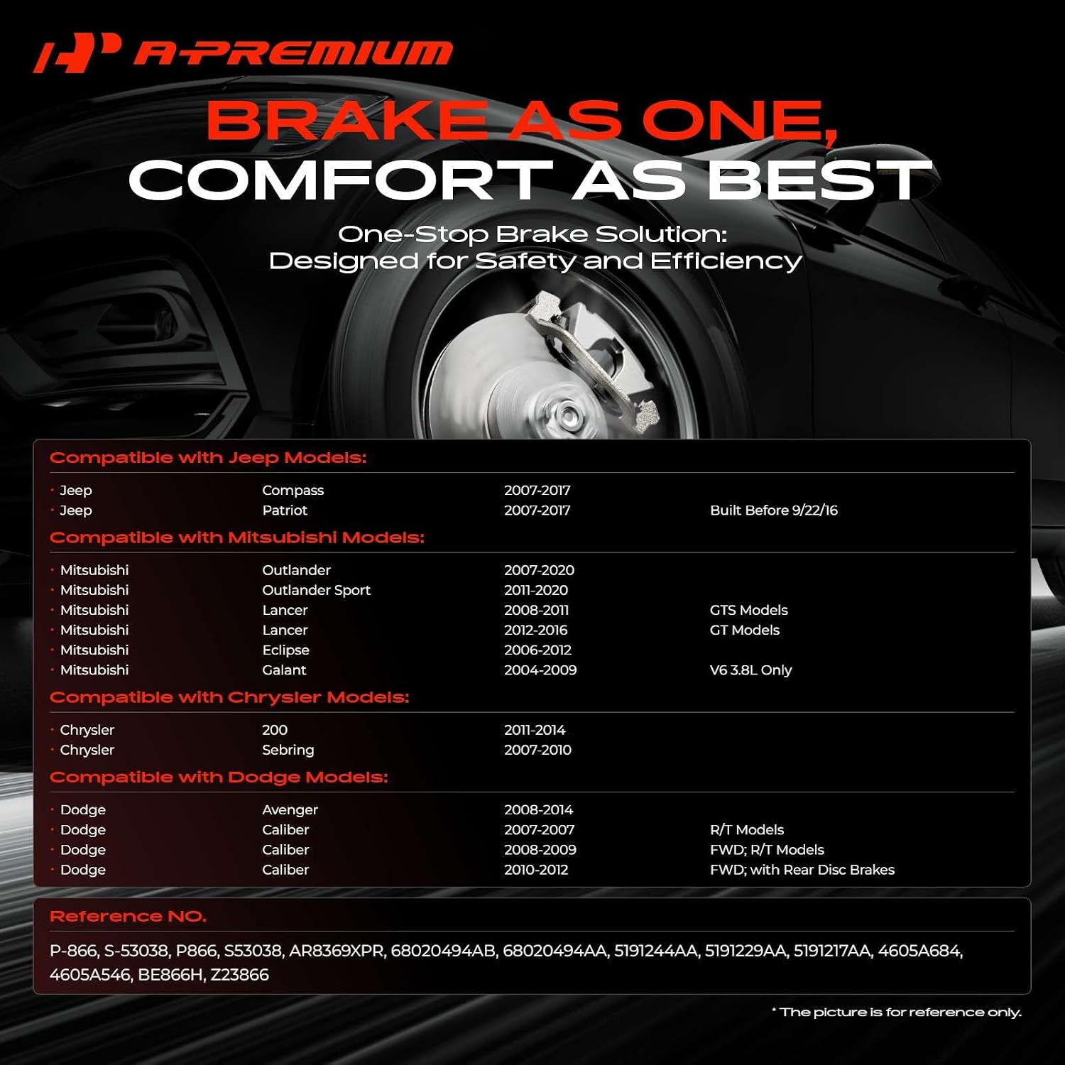A-Premium 11.57 in (294mm) Front Drilled and Slotted Disc Brake Rotors + Ceramic Pads Kit Compatible with Select Jeep, Mitsubishi, Chrysler & Dodge Models - Compass, Patriot, Lancer, Avenger, Sebring