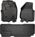 Husky Liners Weatherbeater Floor Mats | Fits 2012-2016 Ford F-250/F-350 Crew CAB ONLY with DS Foot Rest & Manual Transfer Case Shifter (Footwell Coverage) | Front & 2nd Row, 3-pc Black - 99721