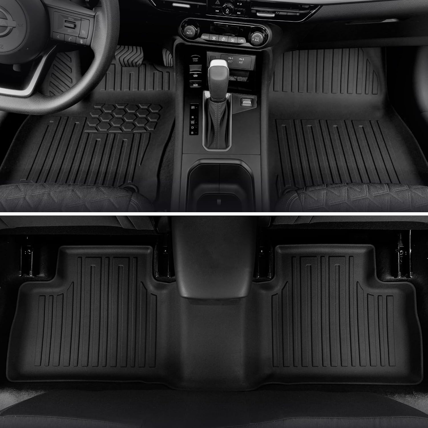 Floor Mats for Nissan Kicks 2025-2026, All Weather Floor Mats Trunk Cargo Liner and Door Sill Guards Accessories, Full Coverage Set (Fit for FWD/AWD)