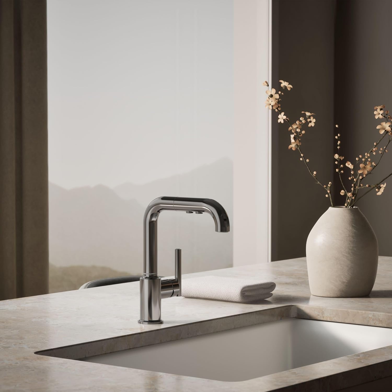 Purist Pull-Out Kitchen Sink Faucet With Three-Function Sprayhead