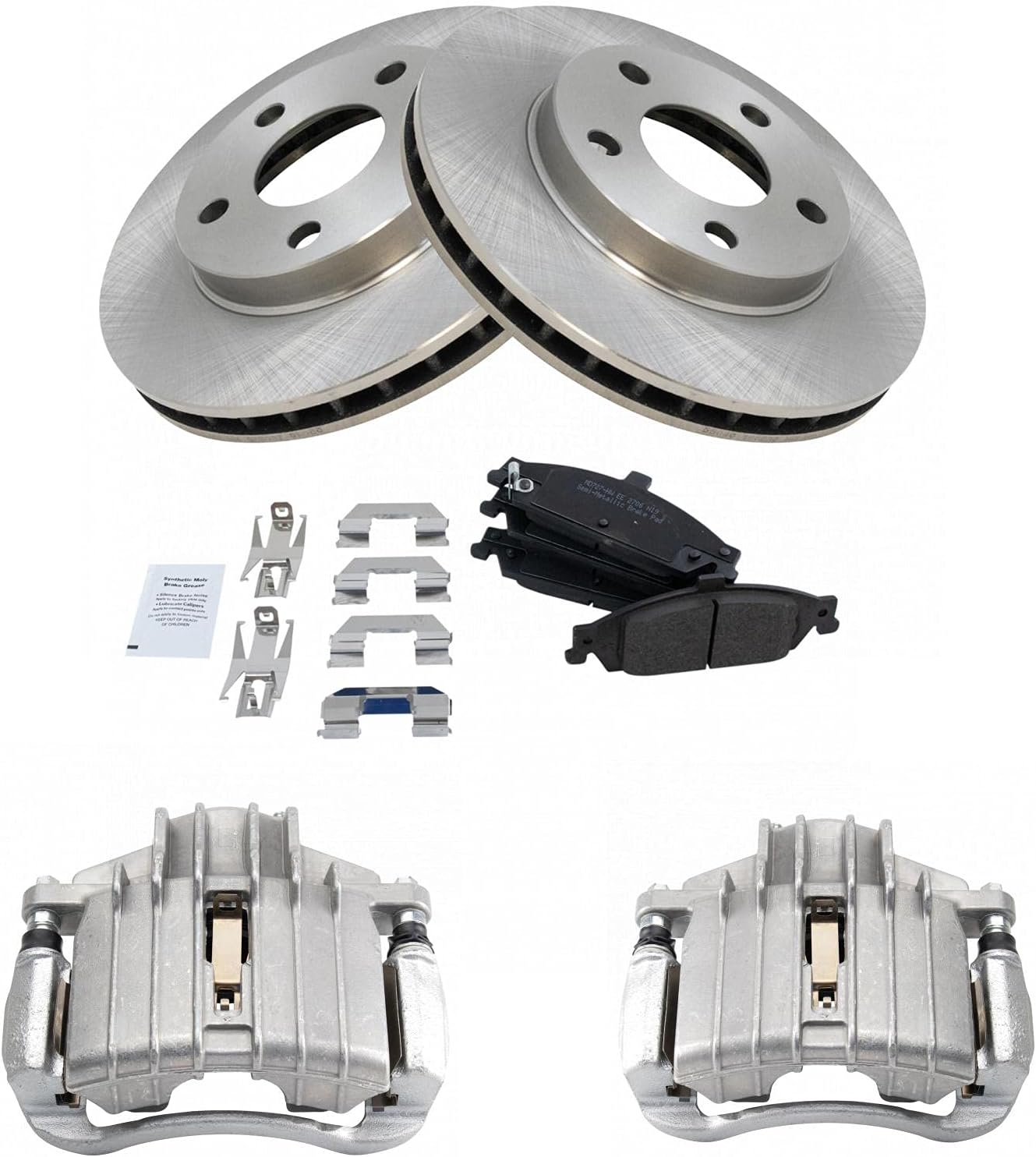 TRQ Front Brake Pad and Rotor Set Semi Metallic Vented Calipers Compatible with 1999-2005 Pontiac Grand Am 1997-2003 Chevrolet Malibu 2004-2005 Classic 1999-2004 Oldsmobile Alero 1997-1999 Cutlass