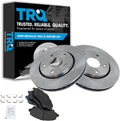 TRQ Front Brake Pad and Rotor Set Semi Metallic Vented Compatible with 2008-2016 Dodge Grand Caravan 2009-2013 Journey 2012-2015 Ram C/V 2008-2016 Chrysler Town & Country 2009-2014 Volkswagen Routan