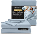 Miracle Made Extra Luxe Soft, Cool-to-the-Touch Cotton Bed Sheet Set, 4-Piece – Silver-Treated, Breathable, Lightweight Bedding – Cali King Size, Sky Blue