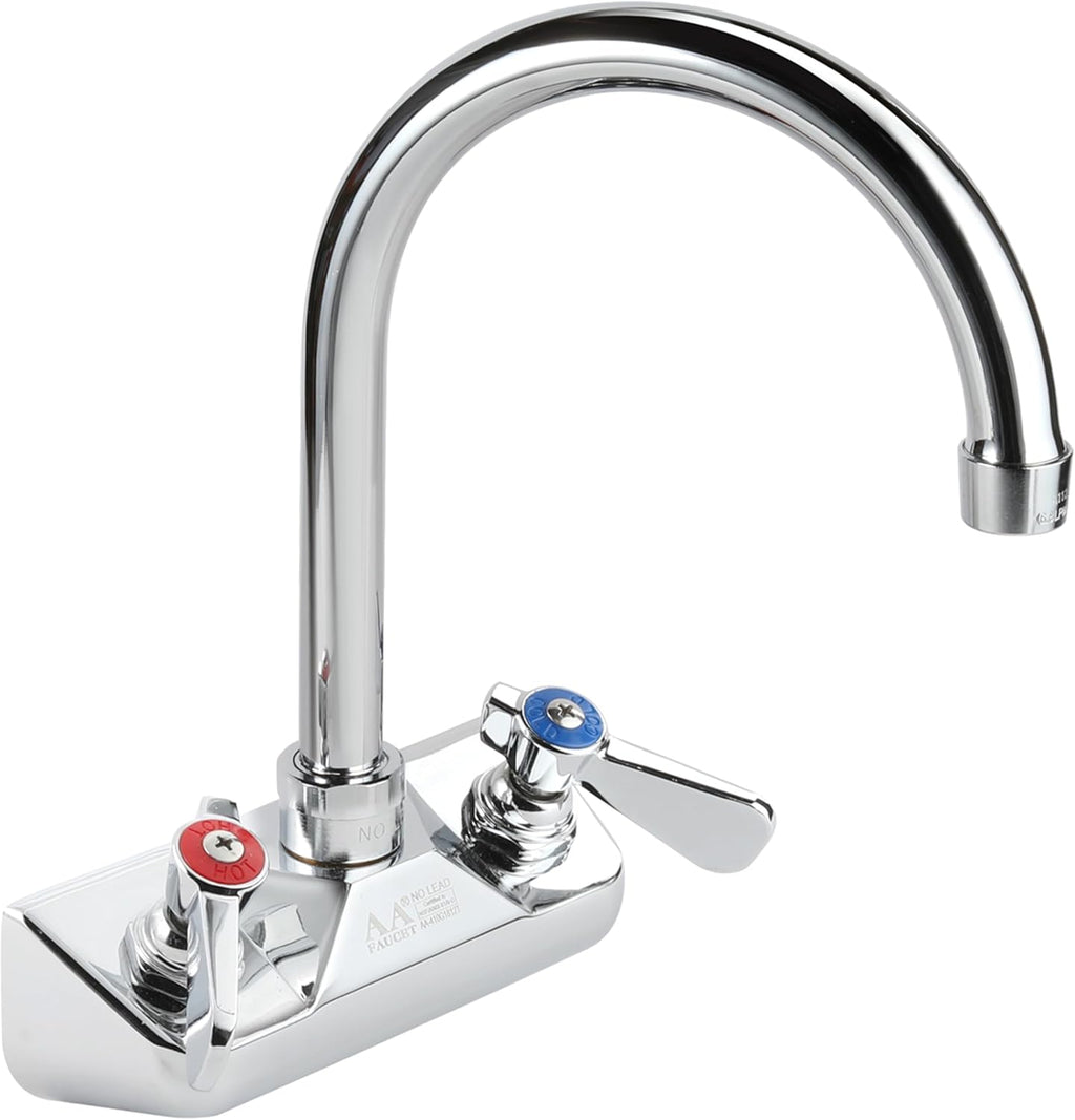 AA-401G Commercial Wall Mount Faucet Base with Heavy Duty 8-1/4' Gooseneck Spout