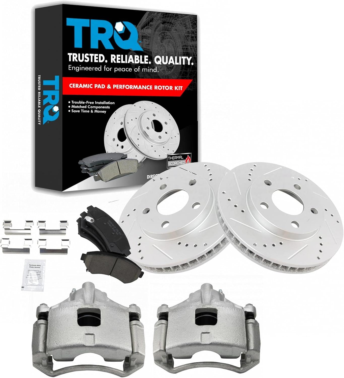 TRQ Ceramic Pad Performance Rotor Brake Kit Caliper Compatible with Chevy Buick
