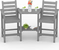 PLUUV Tall Adirondack Chairs Set of 2, All Weather HDPE Poly Bar Height Balcony Adirondack Chair with Removable Double Connecting Trays, Outdoor Adirondack Barstools for Deck, Patio, Yard, Pool, Lawn