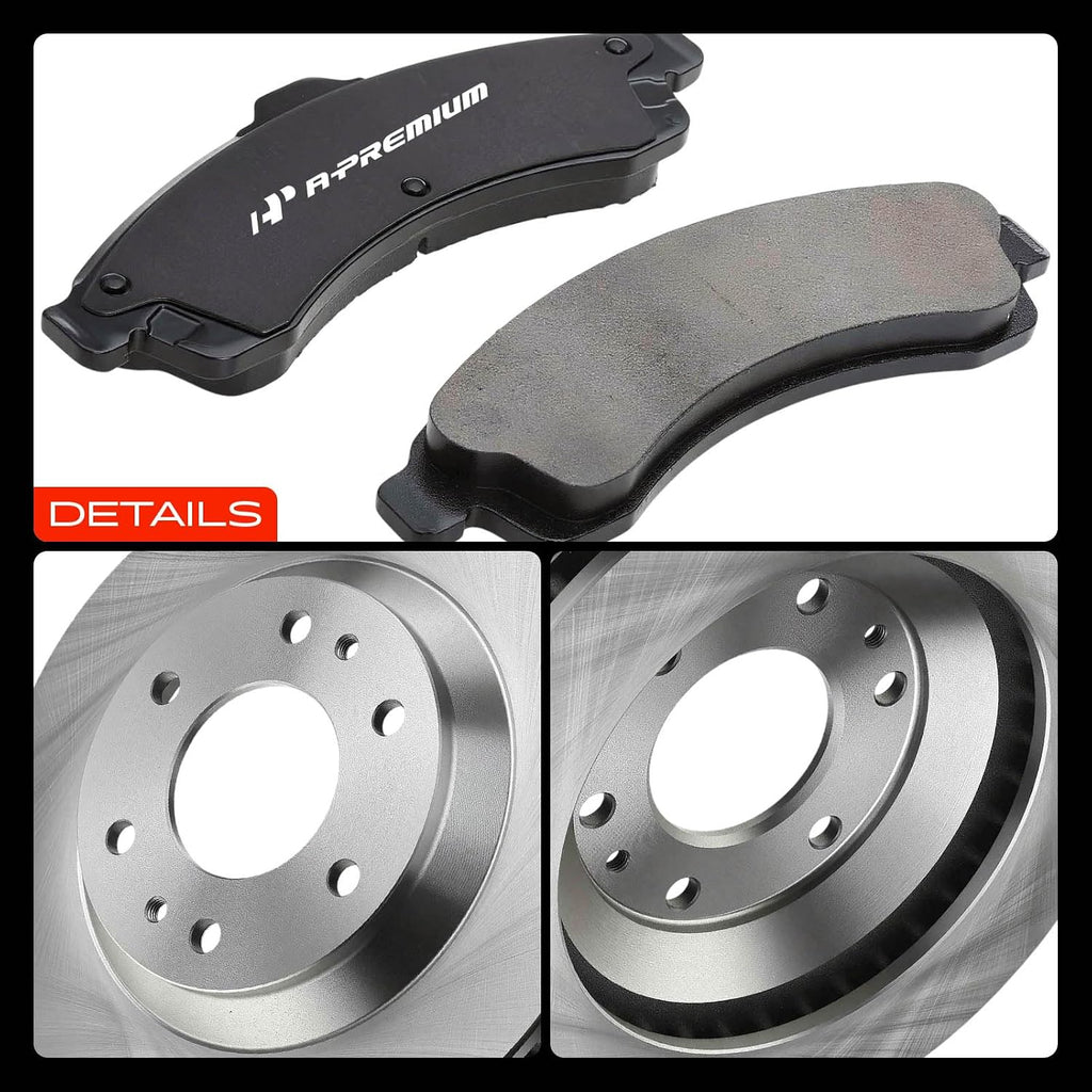 A-Premium 12.01 inch (305mm) Front Vented Disc Brake Rotors + Ceramic Pads kit Compatible with Select Chevy, Buick, GMC, Isuzu and Oldsmobile Models - Rainier, Trailblazer, Envoy, Ascender, Bravada