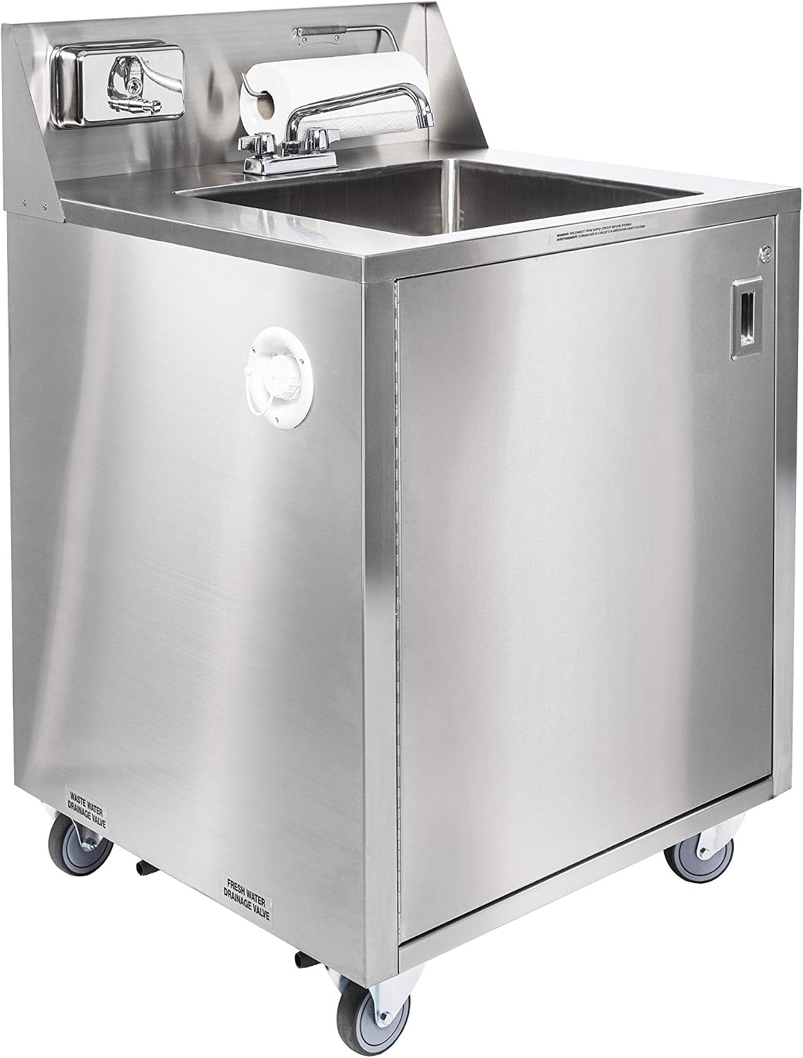 AFE SB101 Single Basin Portable Sink with Hot Water – Stainless Steel Mobile Hand Washing Station for Food Trucks, Catering, Events & Construction Sites