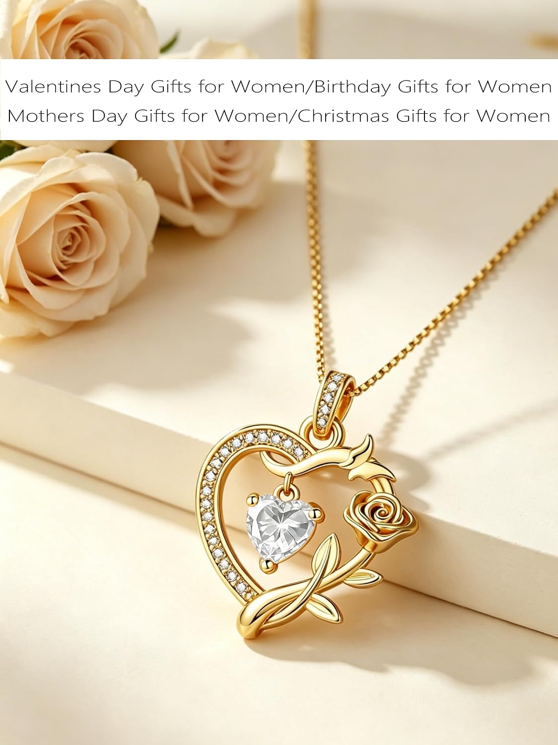 HeartMelody Heart Necklaces for Women Gold,14k 18K White Gold Plated Dainty Rose Butterfly Necklace with Garnet Birthstone Pendant Necklace Everyday Jewelry Birthday Christmas Gifts for Women Mom Her