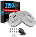 TRQ Performance Front Brake Pad and Rotor Set Ceramic G Coated Slotted Drilled Rotors Compatible with 2017-2020 Honda CR-V