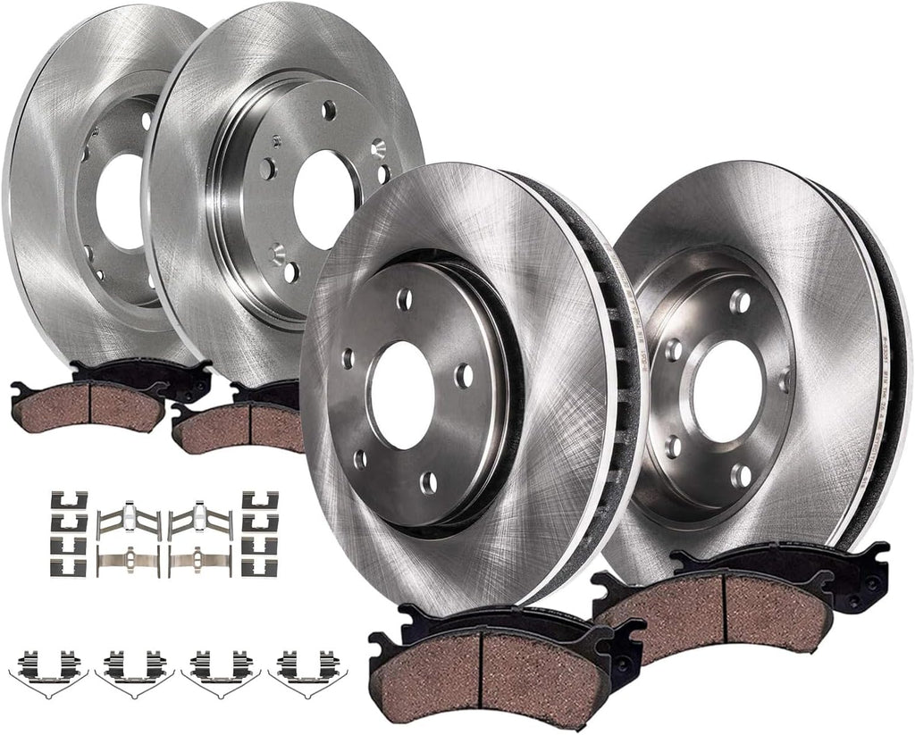 Detroit Axle - 8pc Brake Kit for 2011-2015 Honda Disc Brake Rotors Ceramic Brakes Pads with Hardware 2012 2013 2014 Replacement : 10.30' inch Front 10.24' inch Rear Rotor