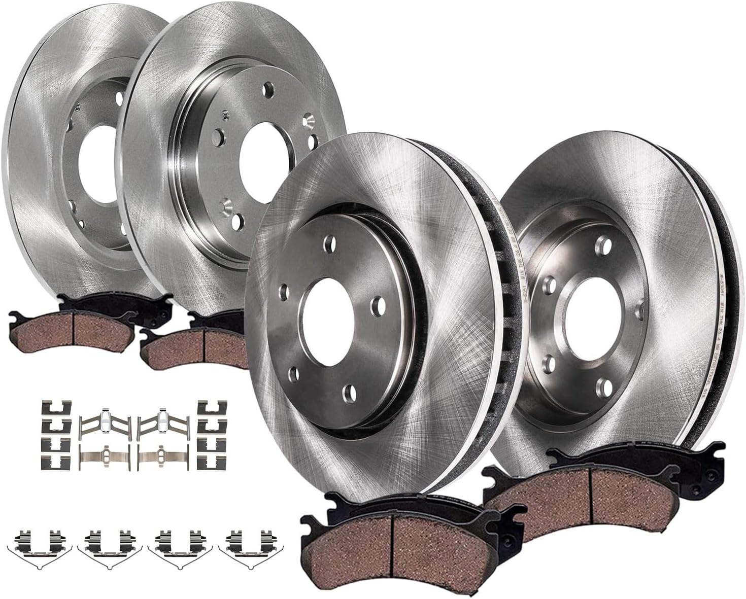 Detroit Axle - 8pc Brake Kit for 2011-2015 Honda Disc Brake Rotors Ceramic Brakes Pads with Hardware 2012 2013 2014 Replacement : 10.30' inch Front 10.24' inch Rear Rotor