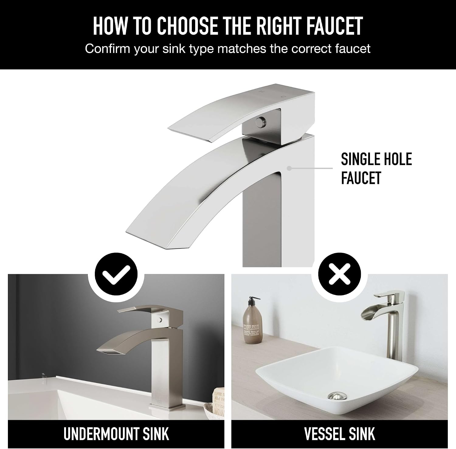 VIGO Satro Waterfall Single-Handle Single-Hole Mount Bathroom Sink Faucet, 7-Inch, Brushed Nickel, Modern Design, Solid Brass, 1.2 GPM WaterSense & Ceramic Disc Valve, Corrosion-Resistant