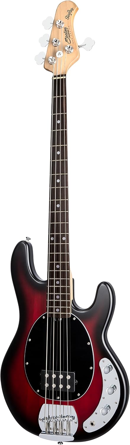 Sterling by Music Man StingRay Ray4 Bass Guitar in Ruby Red Burst Satin